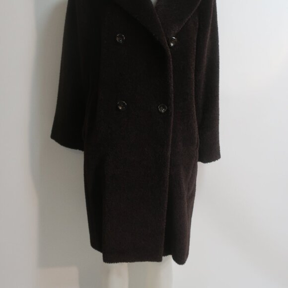 Womens Max Mara Dark Chocolate Brown Alpaca Wool Double Breasted Coat 4 - Picture 9 of 16
